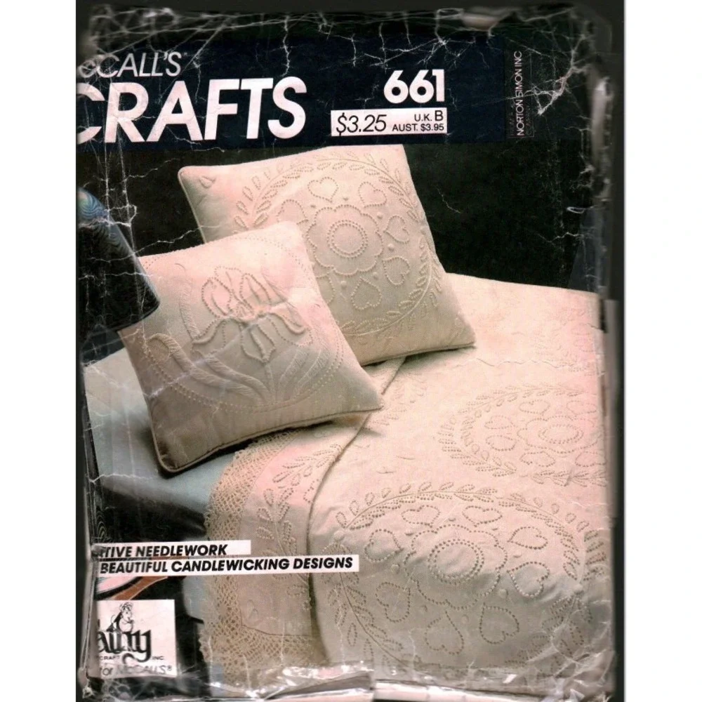 Vintage McCalls Crafts 661 Candlewicking Designs Embroidery Transfers Pattern